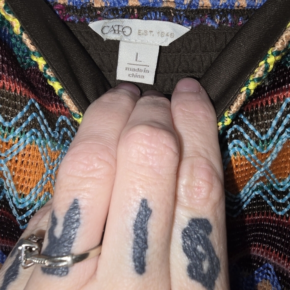 Cato Crochet Top Maxi Dress Brown Pink & Orange Large - Picture 7 of 8